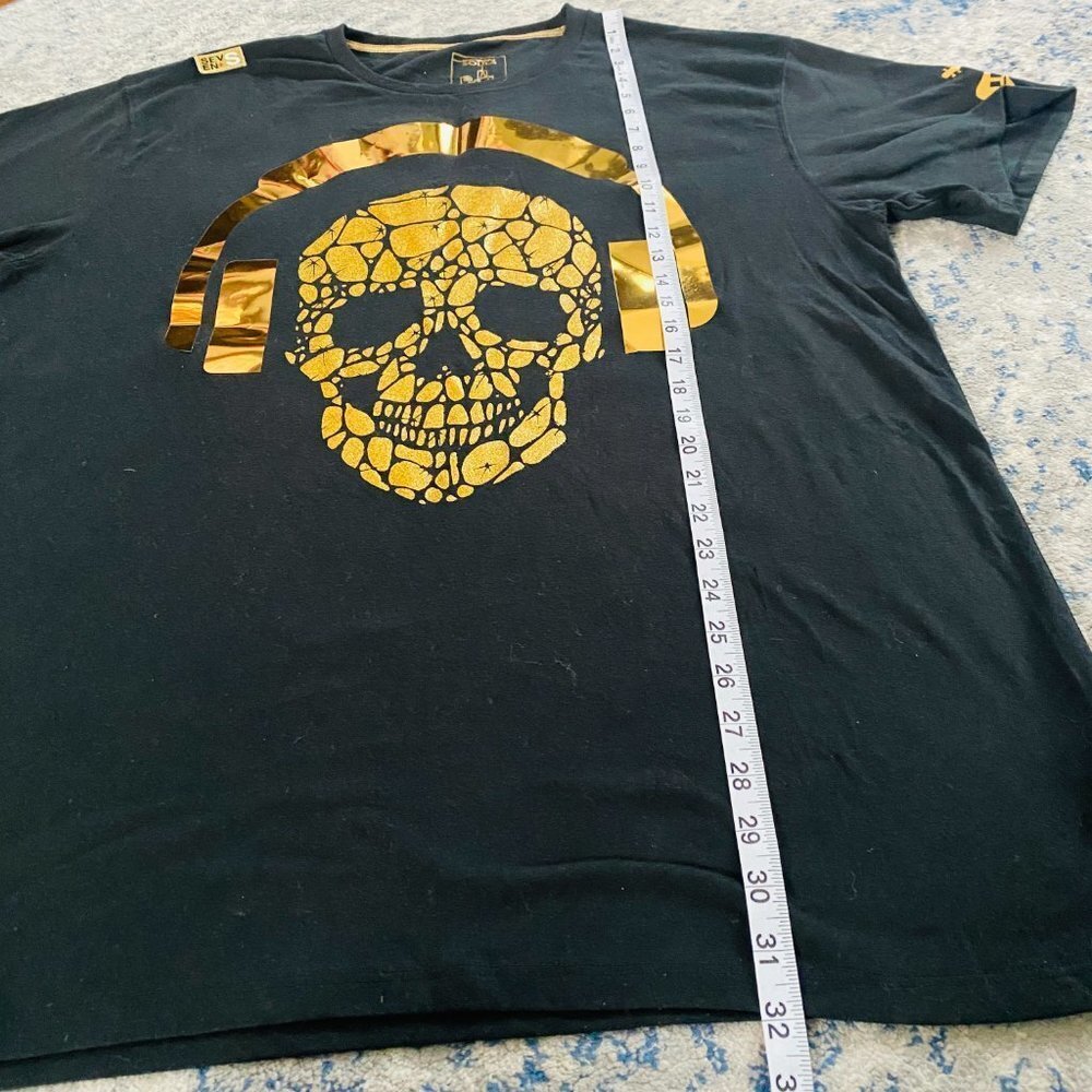 DJ Seven Souls Black Metallic Gold Skull Shirt - Picture 5 of 8